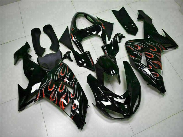 Kits Carenados Moto Kawasaki ZX10R 2006-2007 - Negro Brillante Rojo Llama