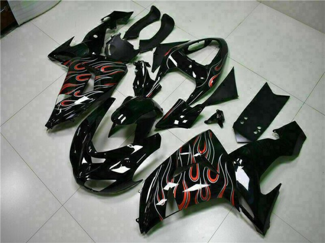 Kits Carenados Moto Kawasaki ZX10R 2006-2007 - Negro Brillante Rojo Llama