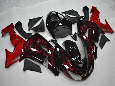 Carenados Moto Kawasaki ZX10R 2006-2007 - Negro Brillante Rojo Llama