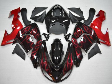 Carenados Moto Kawasaki ZX10R 2006-2007 - Negro Brillante Rojo Llama