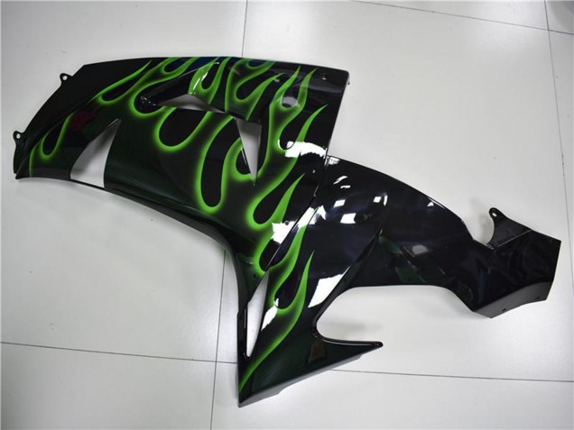 Carenado Moto Kawasaki ZX10R 2006-2007 - Negro Brillante Verde Llama