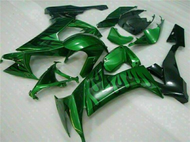 Carenado Moto Kawasaki ZX10R 2008-2010 - Negro Brillante Verde Llama
