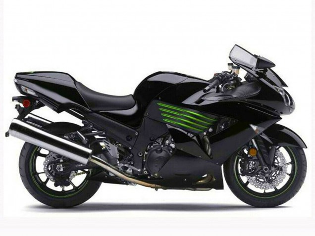 Carenado Moto Kawasaki ZX14R ZZR1400 2006-2011 - Negro Brillante Verde
