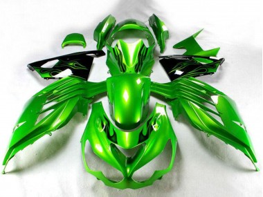 Carenados Moto Kawasaki ZX14R ZZR1400 2012-2024 - Verde Negro Brillante