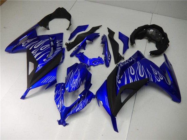 Carenado Moto Kawasaki Ninja 300 EX300R 2013-2024 - Azul Negro Blanco Llama