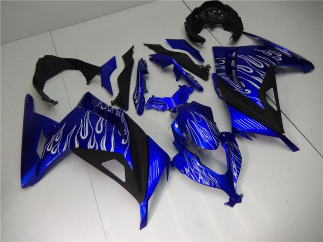 Carenado Moto Kawasaki Ninja 300 EX300R 2013-2024 - Azul Negro Blanco Llama