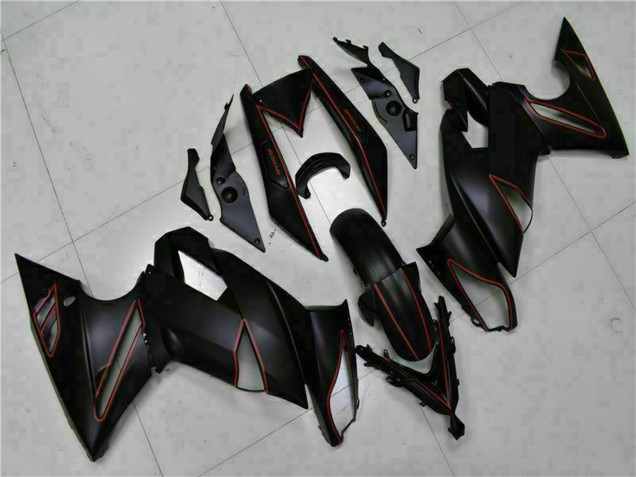 Carenado Moto Kawasaki EX650 2009-2011 - Negro Mate Rojo Raya