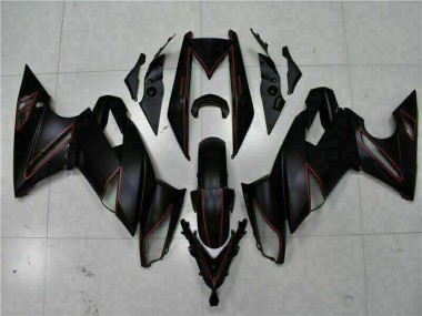 Carenado Moto Kawasaki EX650 2009-2011 - Negro Mate Rojo Raya
