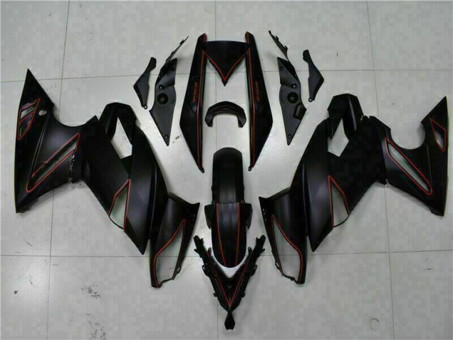 Carenado Moto Kawasaki EX650 2009-2011 - Negro Mate Rojo Raya
