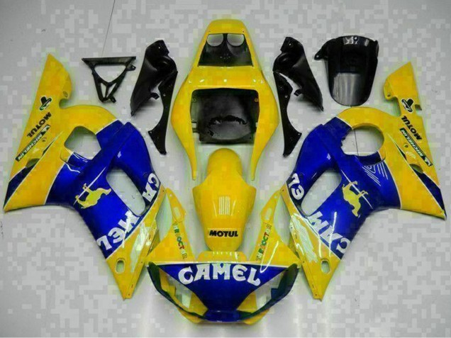 Carenado Moto Yamaha YZF R6 1998-2002 - Amarillo Azul Blanco Camello Motul