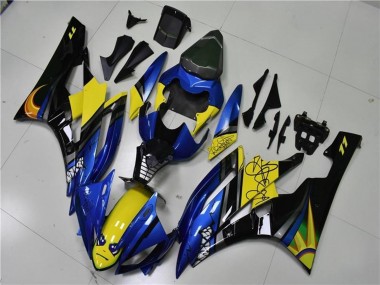 Carenado Moto Yamaha YZF R6 2006-2007 - Azul Amarillo Negro Brillante Tiburón