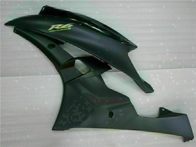 Carenado Moto Yamaha YZF R6 2006-2007 - Negro Brillante Negro Mate Oro Calcomanías