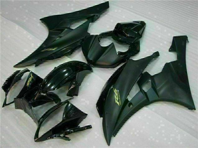 Carenado Moto Yamaha YZF R6 2006-2007 - Negro Brillante Negro Mate Oro Calcomanías