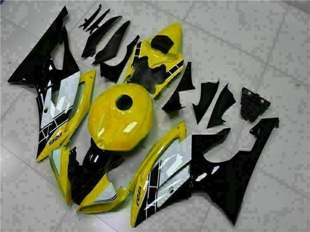 Carenado Moto Yamaha YZF R6 2008-2016 - Amarillo Blanco Negro Brillante