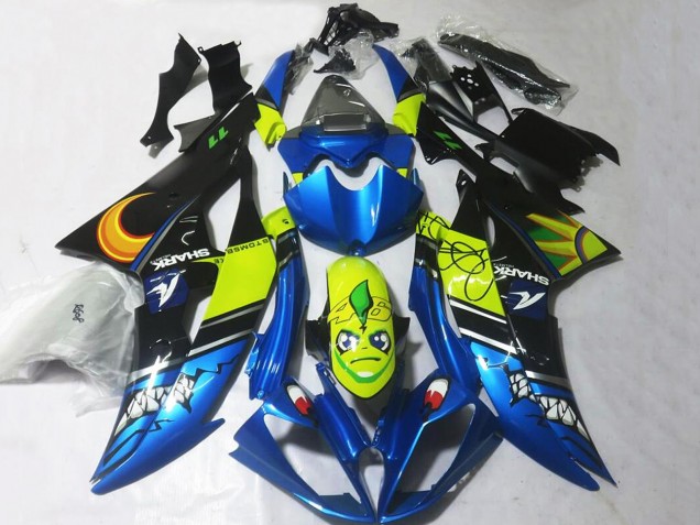 Carenado Moto Yamaha YZF R6 2008-2016 - Azul Amarillo Negro Tiburón