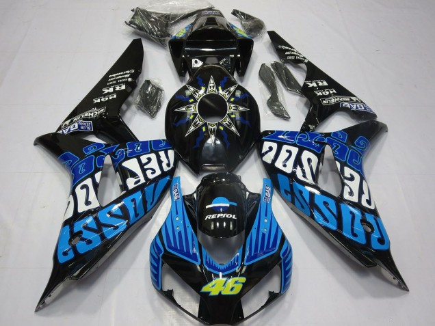 Carenados Moto Honda CBR1000RR 2006-2007 - Negro Brillante Azul Rossi 46