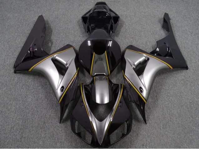 Carenados Moto Honda CBR1000RR 2006-2007 - Plata Amarillo Negro Brillante Pinstripe
