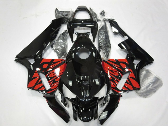 Carenados Moto Honda CBR600RR 2005-2006 - Negro Brillante Tribal Rojo