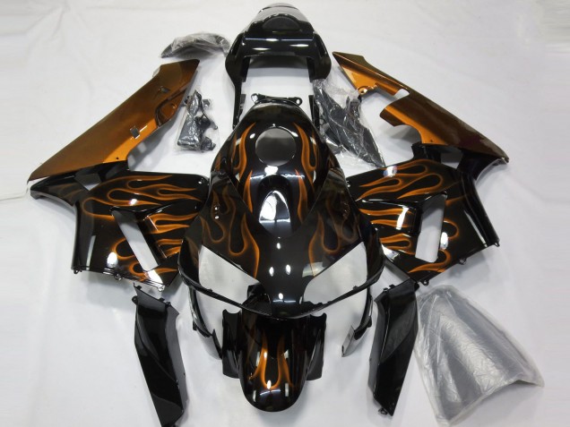 Carenados Moto Honda CBR600RR 2003-2004 - Negro Brillante Naranja Llama