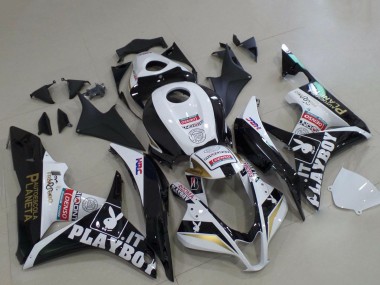 Carenados Moto Honda CBR600RR 2007-2008 - Blanco Oro Negro Brillante PlayBoy