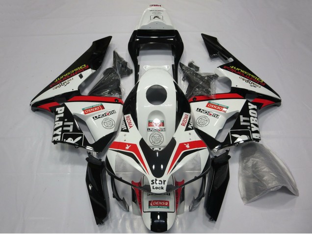 Carenados Moto Honda CBR600RR 2003-2004 - Blanco Rojo Negro Brillante Playboy