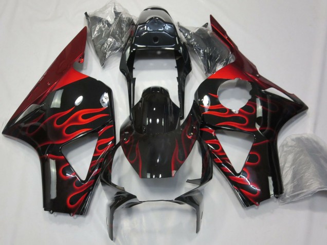 Carenados Moto Honda CBR954RR 2002-2003 - Negro Brillante Rojo Llama