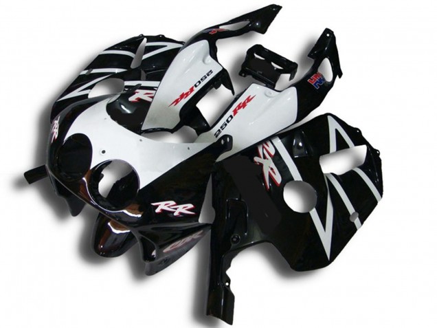 Carenados Moto Honda CBR250RR 1990-1998 - Negro Brillante Blanco RR