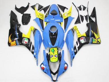 Carenado Moto Honda CBR600RR 2007-2008 - Azul Claro Amarillo Negro Brillante Tiburón