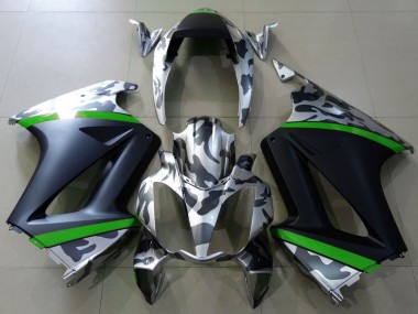 Carenados Moto Honda VFR 800 2002-2013 - Gris Camouflage Verde Negro Mate