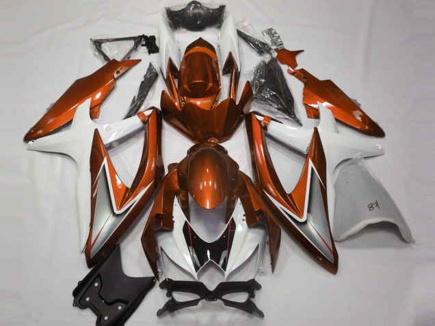 Carenados Moto Suzuki GSXR 600 / GSXR 750 2008-2010 - Blanco Naranja Plata Negro