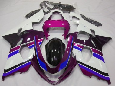 Carenados Moto Suzuki GSXR 600 / GSXR 750 2004-2005 - Blanco Rosa Azul Negro Brillante