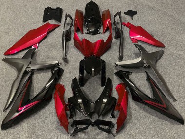 Carenados Moto Suzuki GSXR 600 / GSXR 750 2008-2010 - Rojo Negro Brillante Negro Mate