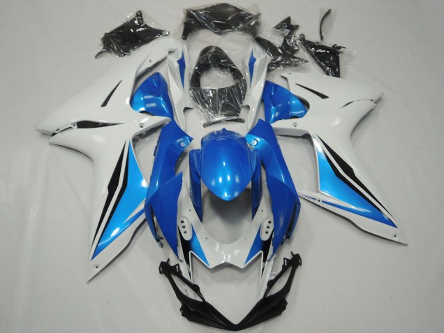 Carenados Moto Suzuki GSXR 600 / GSXR 750 2011-2024 - Blanco Azul Claro Negro Brillante OEM Estilo