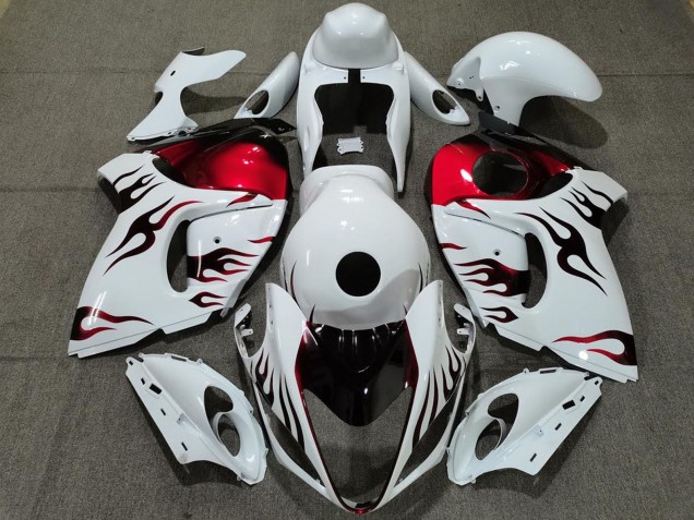 Carenados Moto Suzuki GSXR 1300 2008-2020 - Blanco Brillante Rojo Llama