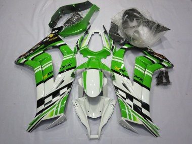 Carenado Moto Kawasaki ZX10R 2011-2015 - Blanco Verde Amarillo Negro Maxxis Dunlop