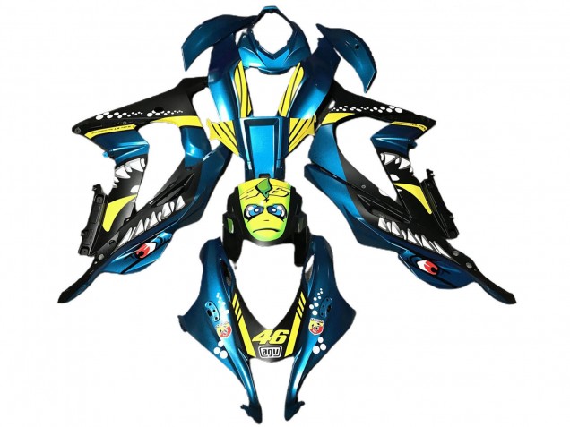 Carenados Moto ABS Kawasaki ZX10R 2016-2020 - Azul Claro Amarillo Tiburón