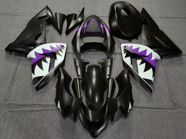 Carenados Moto Kawasaki ZX10R 2004-2005 - Negro Mate Púrpura Tiburón