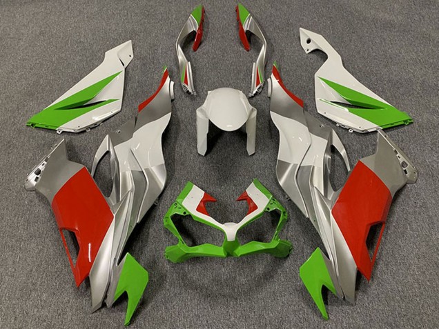 Carenados Moto Kawasaki ZX6R 2019-2022 - Blanco Plata Verde Rojo