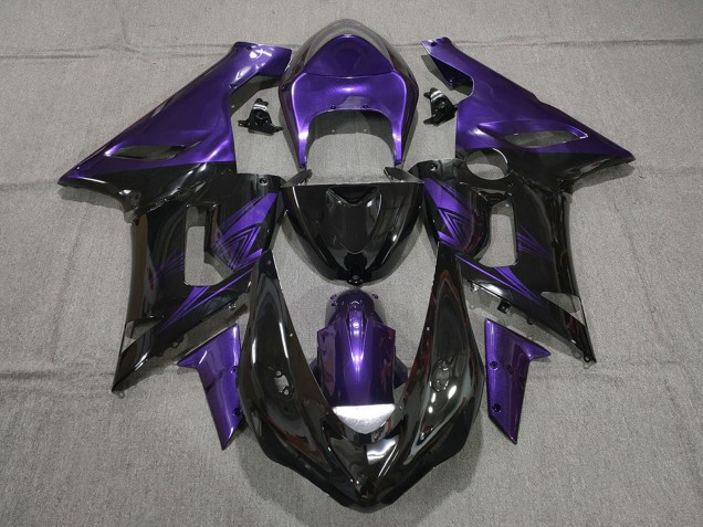 Carenados Moto Kawasaki ZX6R 2005-2006 - Púrpura Negro Brillante