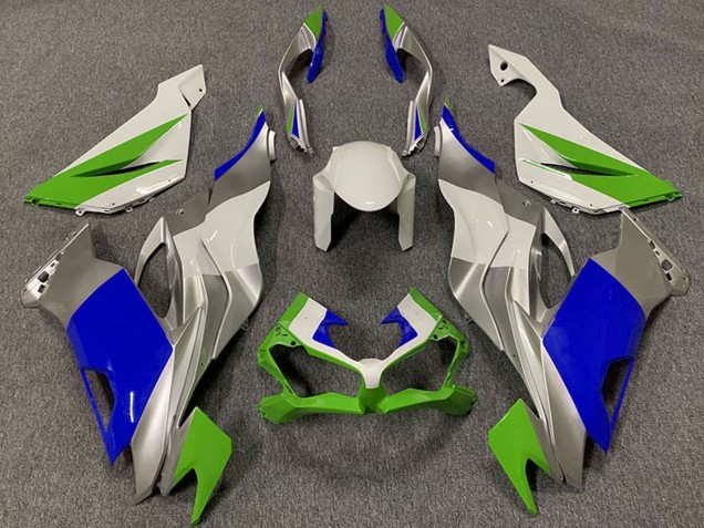 Carenados Moto Kawasaki ZX6R 2019-2022 - Blanco Plata Verde Azul