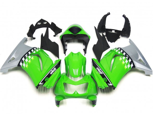 Carenados Moto Kawasaki Ninja 250 2008-2012 - Verde Plata Negro