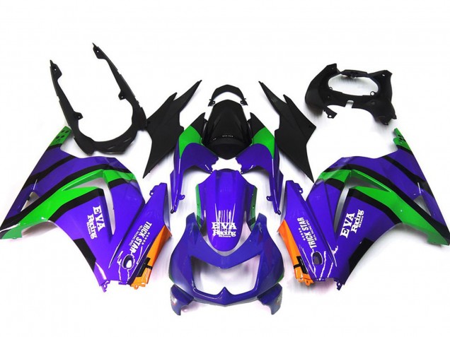Carenados Moto Kawasaki Ninja 250 2008-2012 - Púrpura Naranja Verde Negro