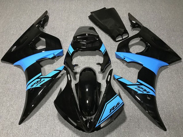 Carenados Moto Yamaha R6 2003-2004 - Negro Brillante Azul Claro