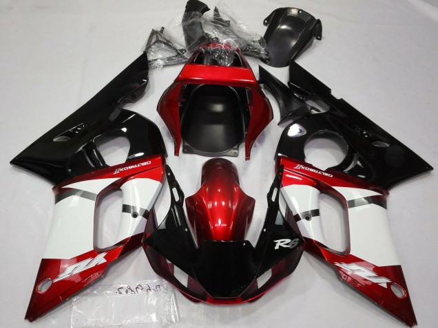 Carenado Moto Yamaha R6 1998-2002 - Rojo Blanco Negro Brillante