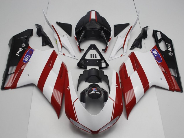 Carenado Moto Ducati 848 1098 1198 2007-2014 - Blanco Rojo Negro Brillante