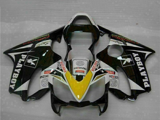 Carenado Moto Honda CBR600 F4i 2001-2003 - Blanco Amarillo Negro Brillante Playboy