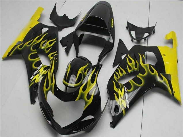 Carenado Moto Suzuki GSXR 600/750 2001-2003 - Negro Brillante Amarillo Llama