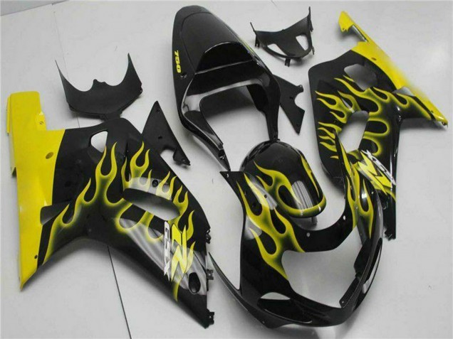 Carenado Moto Suzuki GSXR 600/750 2001-2003 - Negro Brillante Amarillo Llama