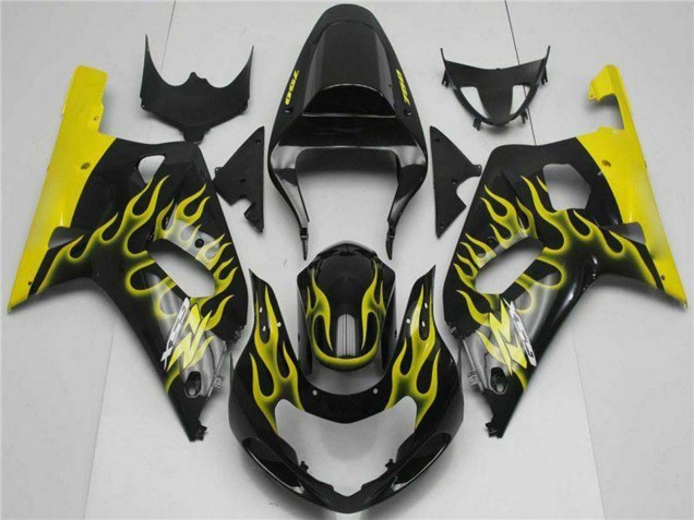 Carenado Moto Suzuki GSXR 600/750 2001-2003 - Negro Brillante Amarillo Llama