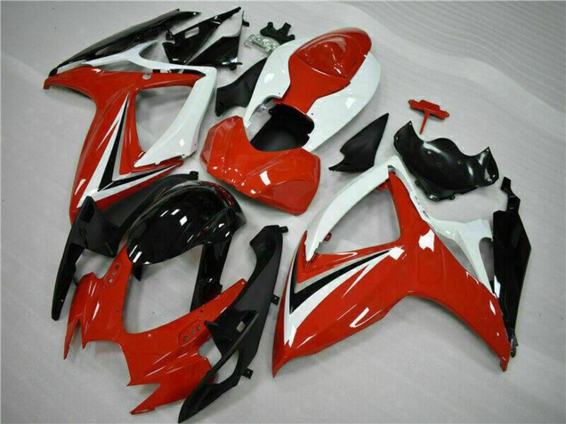 Carenado Moto Suzuki GSXR 600/750 2006-2007 - Blanco Rojo Negro Brillante Raya